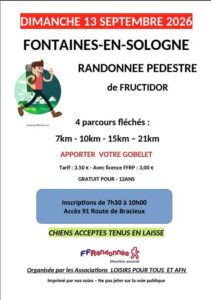 Affiche randonnée Fontaines en Sologne dimanche 13 septembre 2026