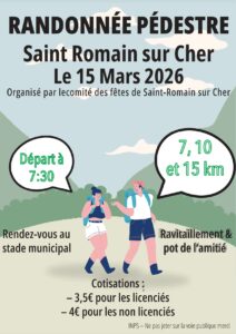 Affiche randonnée Saint Romain sur Cher du dimanche 15 mars