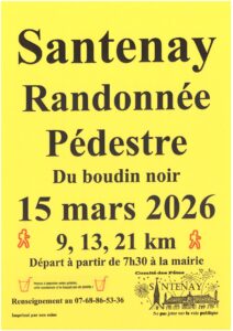 Affiche randonnée Santenay du dimanche 15 mars 2026