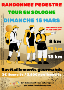 Affiche randonnée Tour en Sologne du dimanche 15 mars 2026