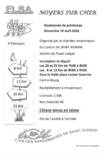 Affiche randonnée Noyer sur Cher dimanche 19 avril 2026