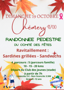 affiche randonnée de Chémery du dimanche 19 octobre