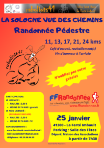 Affiche randonnée la Ferté Imbault dimanche 25 janvier 2026