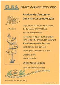 Affiche randonnée Saint Aignan dimanche 25 octobre