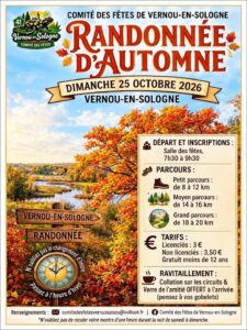 Affiche randonnée Vernou en Sologne dimanche 25 octobre