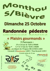 Affiche randonnée Monthou sur Bièvre dimanche 25 octobre