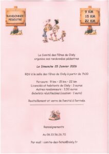 Affiche randonnée Oisly dimanche 25 janvier 2026