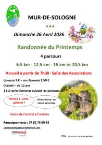 Affiche randonnée Mur de Sologne dimanche 26 avril 2026