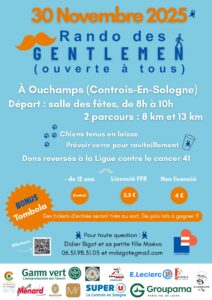 Affiche randonnée du dimanche 30 novembre à Le Controis en Sologne (Ouchamps)