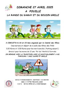 Affiche randonnée Pouillé du dimanche 27 avril 2025